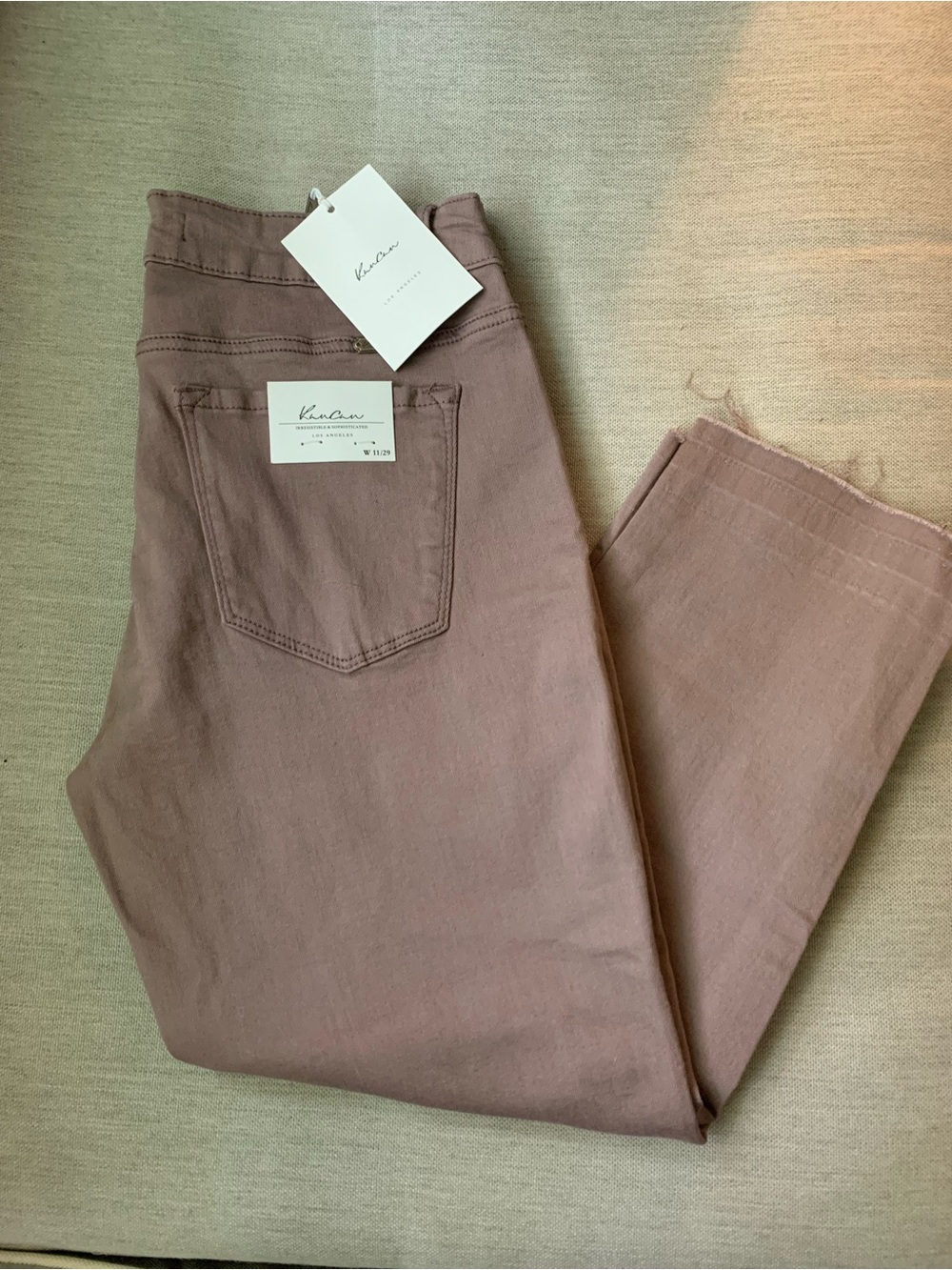 KanCan Mauve Brown Frayed Hem Jeans - Picture 2 of 5